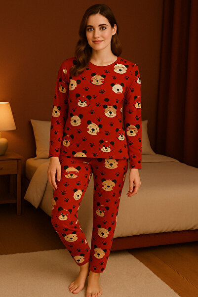 Gawzera Sude Love Bear Suede Gawzera Pajama Set