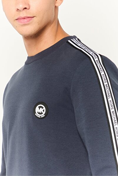 Michael Kors Men Crew Neck Brand Logo Long Sleeves Sweatshirt, Navy