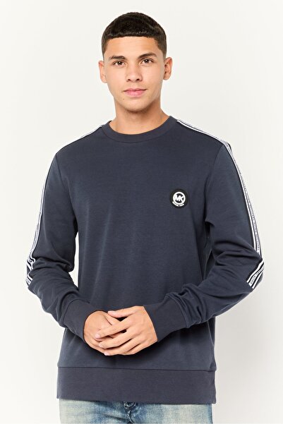 Michael Kors Men Crew Neck Brand Logo Long Sleeves Sweatshirt, Navy