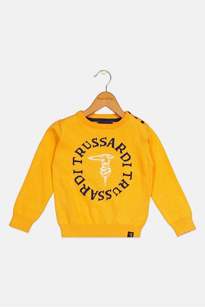 Trussardi Junior Toddlers Boy Ribbed Collar Long Sleeve Sweater, Orange/navy
