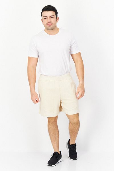 adidas Men Sportswear Fit Brand Logo Training Shorts, Beige