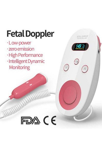 COOYA Fetal Heart Monitor, Portable, Listen to Your Baby Heartbeat, As a Gift During Pregnancy, Dark Pink