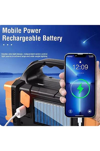 Choice Red red 1pc Portable rechargeable flashlight, solar powered LED light with COB work light, rechargea