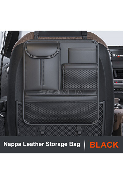 Choice حقيبة تخزين للصف الخلفي من SEAMETAL سوداء اللون، قطعة واحدة، مع شريط مطاطي، مصنوعة من جلد النابا متعدد الألوان