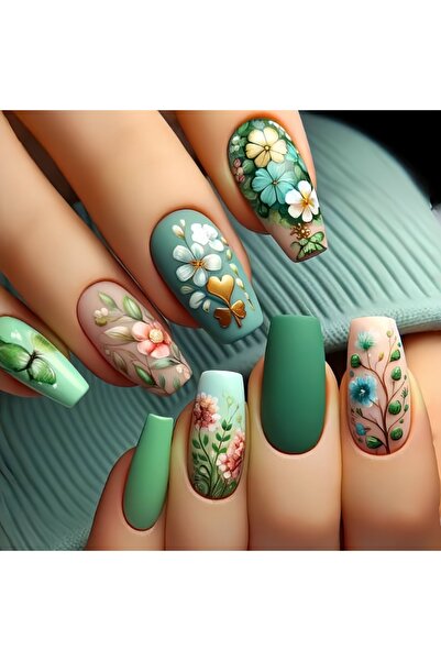 Choice 1822 24 قطعة/مجموعة أظافر صناعية متوسطة الطول لموسم الربيع والصيف بأزه...