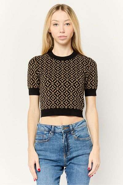 Michael Kors Women Crew Neck Short Sleeves Allover Print Tops, Multicolor