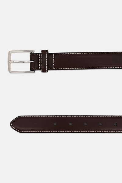 Steve Madden Kids Boy Leather Contrast Stitch Belt, Brown