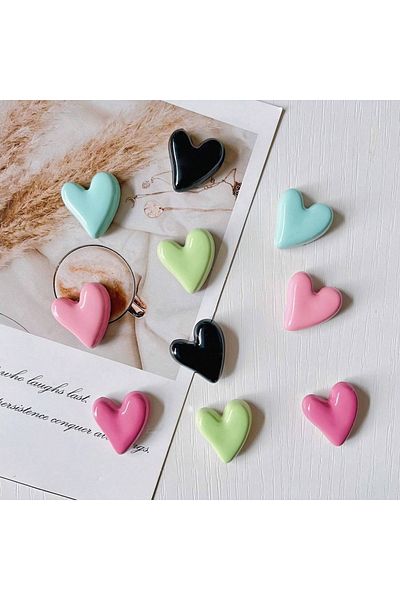 Choice 10pcs 5/10pcs Morandi Colored Heart shaped Refrigerator Magnet, Photo Message Fixed, Home Decoration
