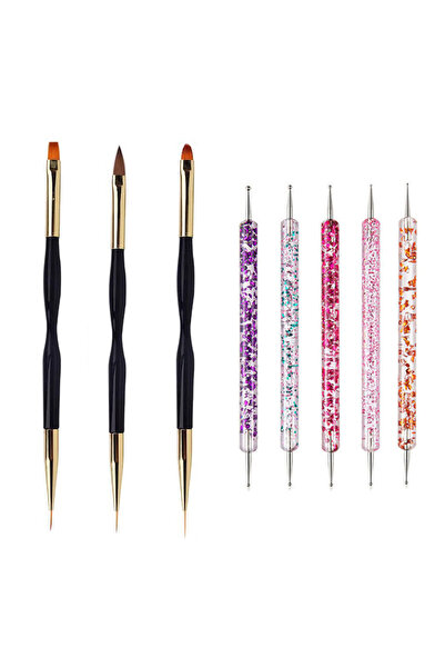 Choice1 11 فرشاة فنية للأظافر بتصميم رأس رسم ونحت وقلم تنقيط وبطانة مسطحة وجل...