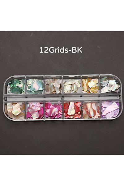 Choice 12 شبكة BK 12 شبكة رقائق صدفية لامعة من أذن البحر لتزيين فن الأظافر 3D...