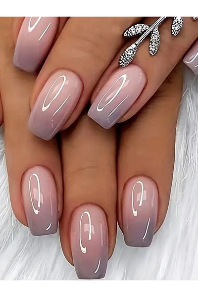 Choice green 24PCS Press On Nails Short Almond Pink High Saturation Gradation Cute Glitter Press On Nails S