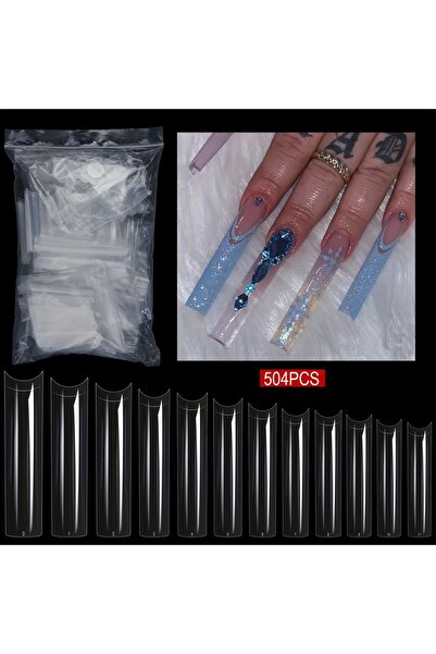 Choice1 أطراف أظافر شفافة منحنية على شكل حرف C مقاس XXL، 504 قطعة، لأظافر الأ...