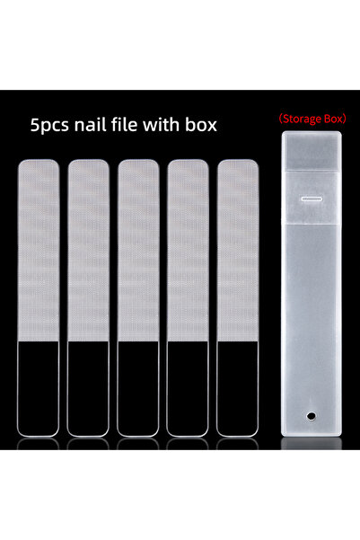 Choice مجموعة مربعة من 5 قطع من مبرد الأظافر الزجاجي الشفاف، أداة تلميع وصنفرة وطحن وتقليم الأظافر