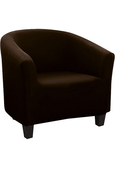 Choice Dark Brown Stretch Club Chair Slipcover Spandex Barrel Chair Covers Printed Tub Living Room Armchair