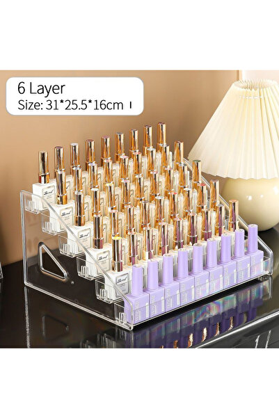 Choice حامل عرض طلاء أظافر أكريليك شفاف مكون من 6 طبقات، رف تخزين بلاستيكي مت...