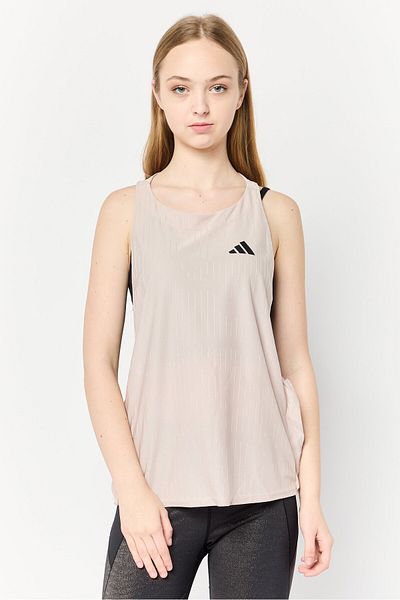 adidas Women Sportswear Fit Sleeveless Running Tank Top, Taupe