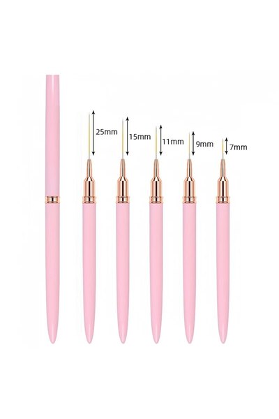 Choice1 مجموعة وردية مكونة من 5 قطع من فرش رسم خطوط الأظافر الاحترافية وأداة رسم خطوط رفيعة للغاية وتفاصيل رسم