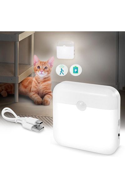 Choice Warm White LED Night Light, Human Motion Sensor Lamp USB C Rechargeable Closet Light, Wireless LED W