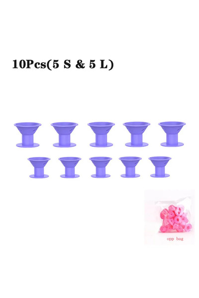 Choice 10 قطع بنفسجي (5 صغير 5 كبير) 10/20 قطعة بكرات شعر ناعمة من السيليكون ...