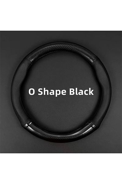 Choice O Shape Black New Universal Car Steering Wheel Cover Carbon Fiber Leather Three-dimensional Anti Sli