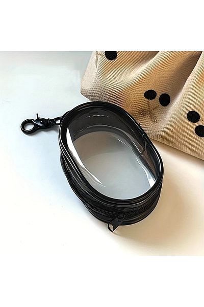 Choice 1Pc Black Portable Mini Clear Zipper Storage Bag - Space-Saving Organizer for Earphones & Chargers,