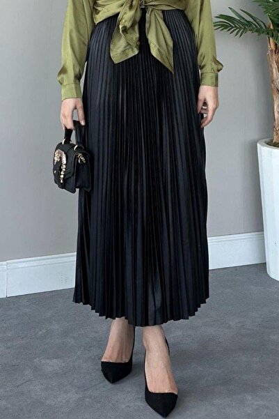 Şulemoda Giyim Fusta Satin Seeing - Neagră