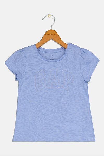 GAP Kids Girl Spring Better Logo Top, Heather Light Blue