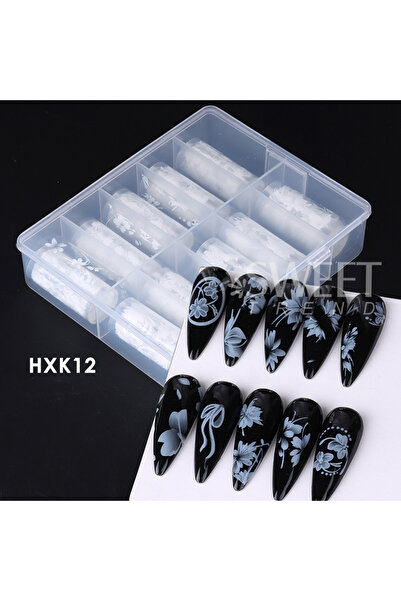 Choice ملصقات أظافر أنيقة من رقائق نقل بتلات الزهور البيضاء HXK12، مكونة من 1...