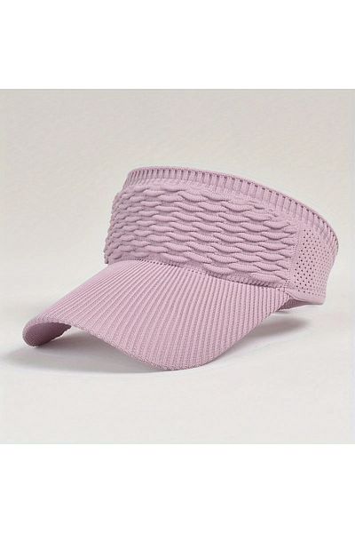 Choice Pink Casual Elastic Knitted Cap, Breathable Women's Empty Top Sunshade Hat For Outdoor Sports And Su