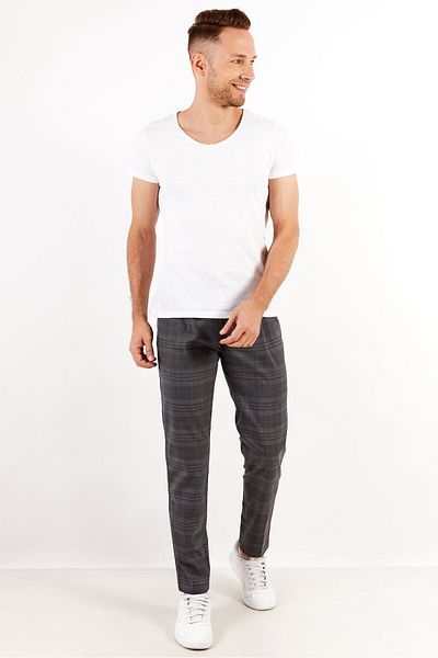 Tommy Hilfiger Men Slim Fit Plaid Chino Pants, Dark Grey