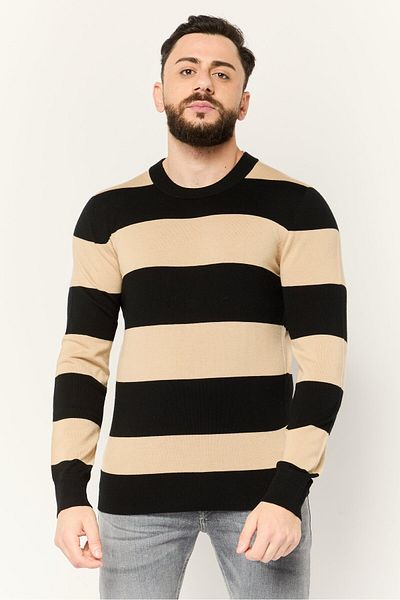 Esprit Men Crew Neck Yarn Dye Long Sleeve Seamless Sweater, Multicolor