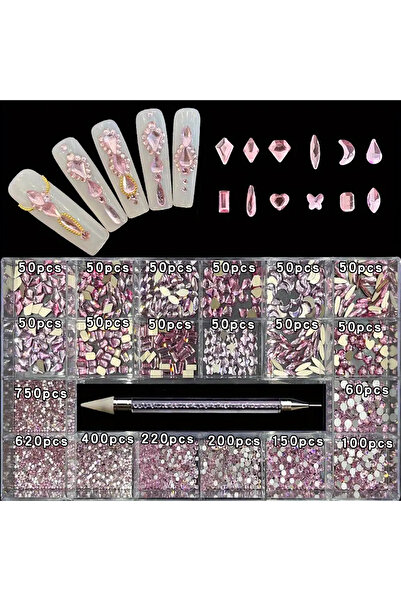 Choice 21 مسحوق شبكي 21 صندوق أحجار الراين المختلطة أظافر الماس على شكل زجاج ...