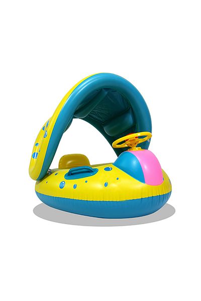 Choice Yellow 1pc Yellow Sunshade Seat Ring With Steering Wheel Swimming Pool Inflatable Floating Baby Seat