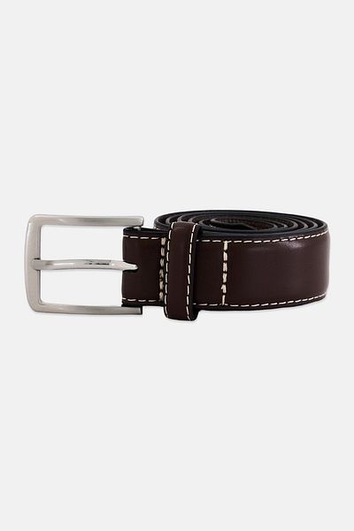 Steve Madden Kids Boy Leather Contrast Stitch Belt, Brown