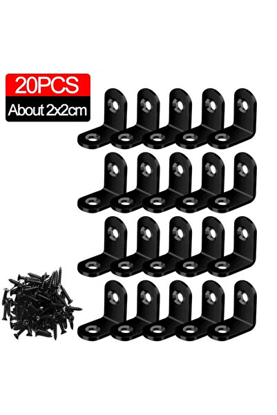 Choice مجموعة أقواس زاوية على شكل حرف L مكونة من 20 قطعة، أقواس معدنية على شكل حرف L للأرفف والخزائن والأثاث الخشبي