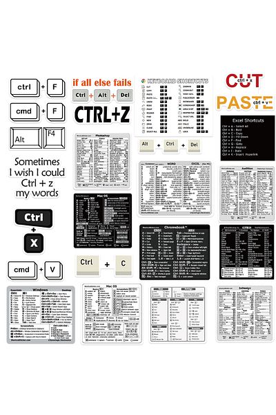 Choice 30pcs 30PCS Shortcut Key Tips Waterproof Computer Sticker DIY Keyboard ipad Laptop And Desktop Stude