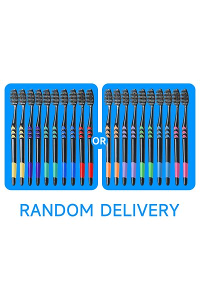 Choice black 10 Pcs Family pack toothbrush, Bamboo Charcoal Soft Bristles Toothbrush, Travel Carry Color ra