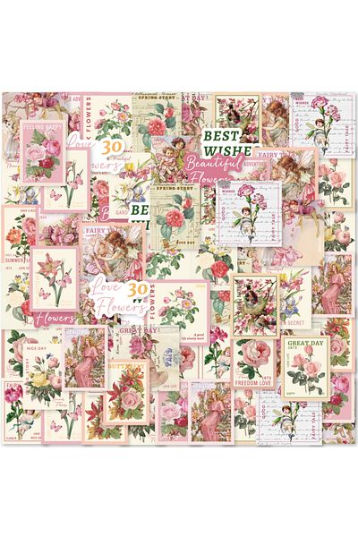 Choice 46pcs Rose, Fairy, Bird Vintage Graffiti Stickers Decorated Notebook Water Cup Suitcase Guitar Cl...