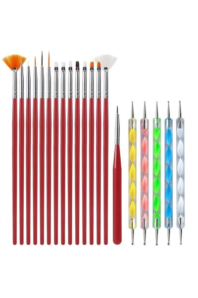 Choice مجموعة فرش أظافر مكونة من 20 قطعة من أقلام الرصاص، لوازم احترافية للأظافر، جل أكريليك بالأشعة فوق البنفسجية، رسم نقاط مانيكير