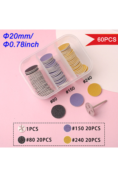 Choice مجموعة من 4 قطع، 60 قطعة/صندوق، ورق صنفرة احترافي للقدم، مقاس 20 مم، م...