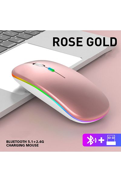 Choice Pink Tablet Phone Computer Bluetooth Wireless Mouse Charging Luminous 2.4G USB Wireless Mouse Portab