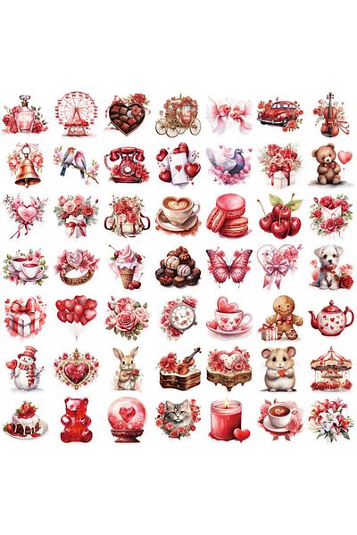 Choice 50 50 PCS Transparent Cartoon Confession Gift Sticker Pack Waterproof Transparent PET Bookkeeping Ma