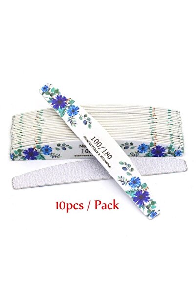 Choice1 10 قطع زرقاء، مجموعة من 10 قطع، مبرد أظافر احترافي بحبيبات خشبية 100/180، ورق صنفرة قوي، صنفرة مزدوجة الجوانب