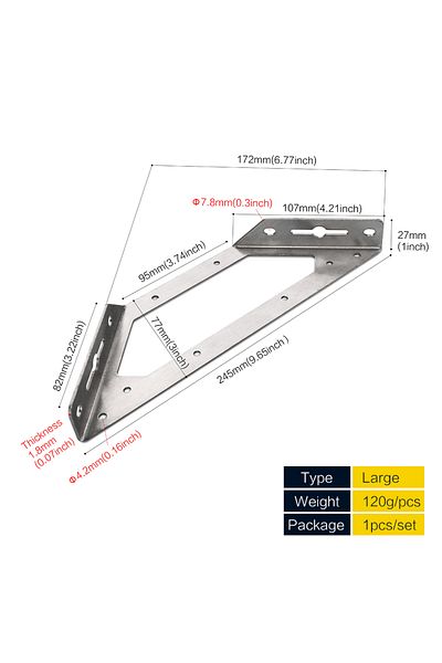 Choice Large Size(1pcs) 1-4 Pcs Trapeziform Angle Brackets, Stainless Steel Trapeziform Corner Braces, Tria