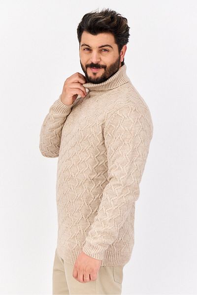 Sorbino Men Turtle Neck Textured Long Sleeves Sweater, Tan