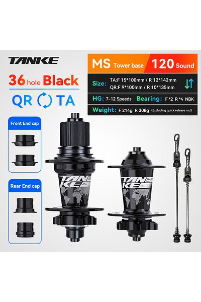 TANKE 36h Black Ms Ta-qr 120 Click Hub 6 Bearing Mtb Hub Front Rear 28 32 36 Holes Disc Brake Mounta