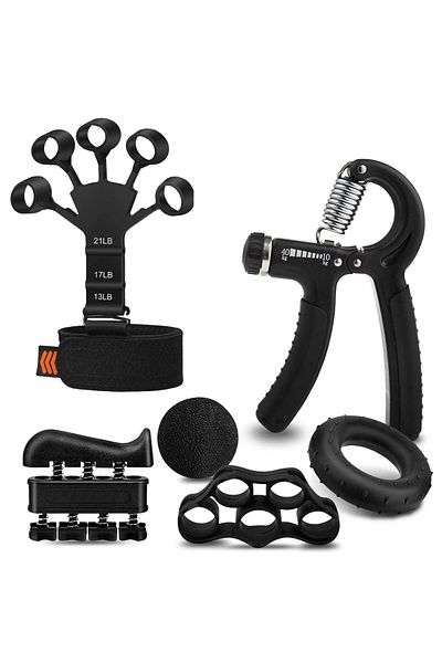 Choice 6pcs set-black 5-60Kg Adjustable Heavy Hand Gripper Fitness Hand Exerciser Grip Wrist Training Finge