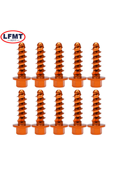 choice2 طقم براغي ذاتية اللولبة للدراجات النارية برتقالي اللون، 10 قطع، مناسب...