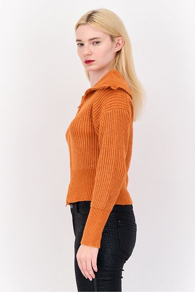 PİNK ROSE Women Turtle Neck Knitted Sweater, Orange Rust