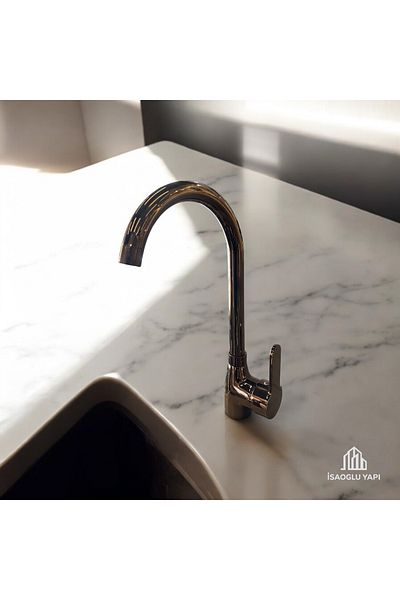 İSAOĞLU YAPI Bronze Kitchen Faucet Copper Sink Tap Modern Design Brass Material 5 Years Warranty
